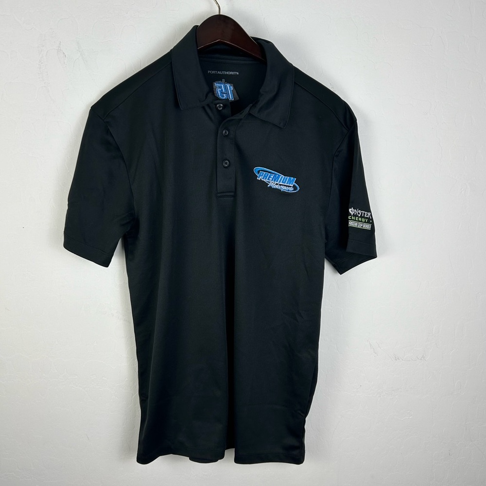 🏁 Port Authority NASCAR Polo Black Embroidered Racing Team FT Logo Men’s Small